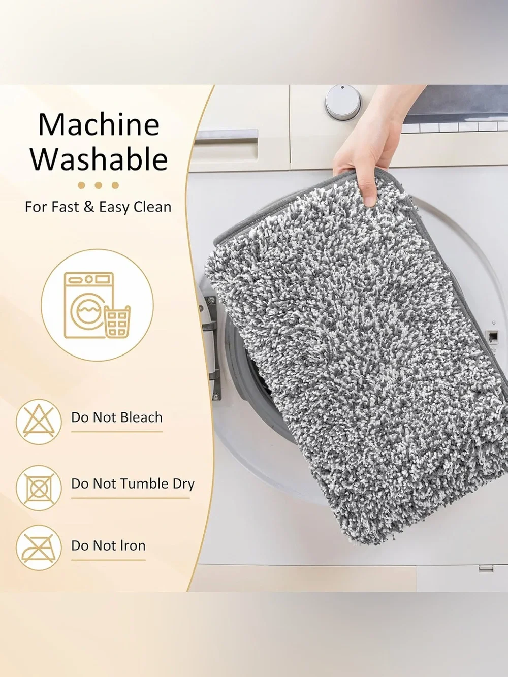 Bathroom Rugs Set 5 Piece, Non Slip Washable Bath Mats